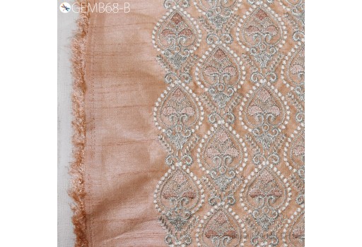 Peach Embroidery Indian Embroidered by the yard Fabric Wedding Dresses Historic Costumes Dress Bags Table Runner Blouses Sewing DIY Crafting